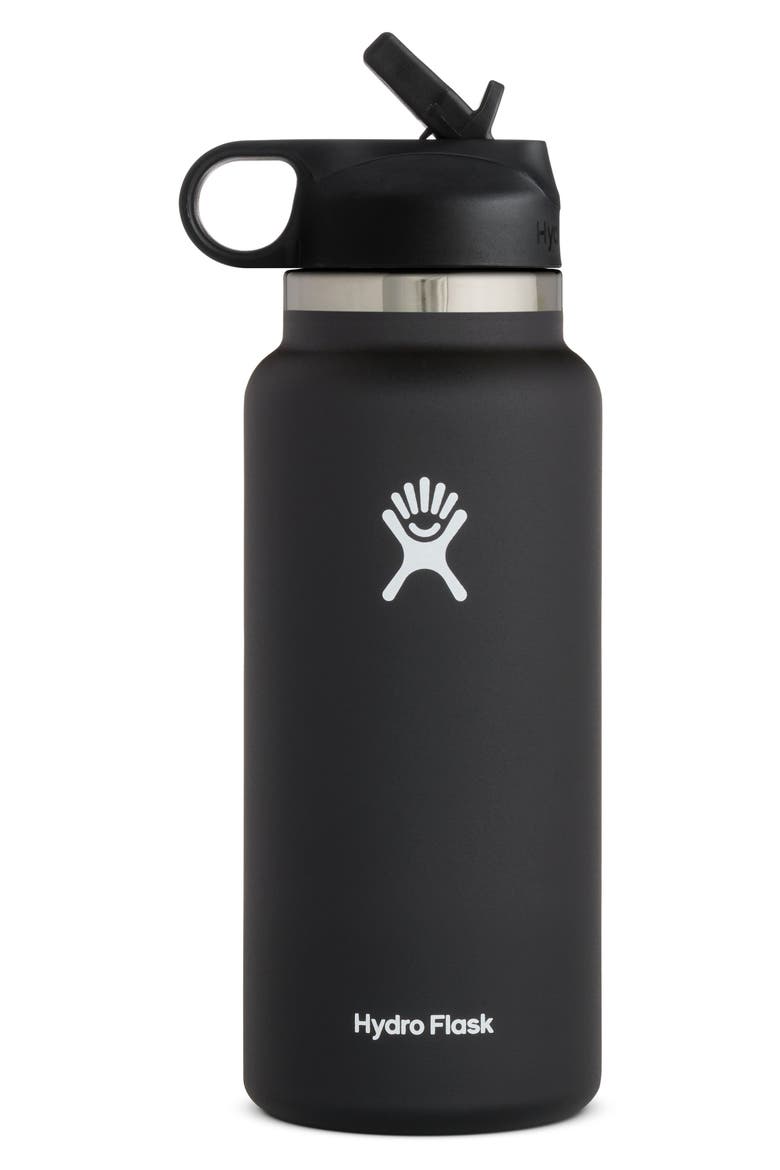 32-Ounce Wide Mouth Bottle with Straw Lid, Main, color, BLACK