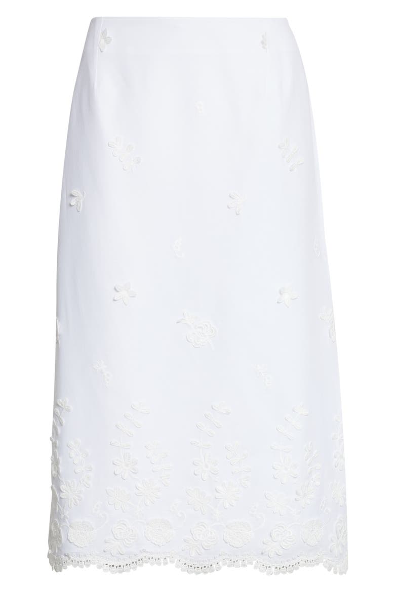 Malik Floral Appliqué Midi Skirt, Alternate, color, OPTIC WHITE