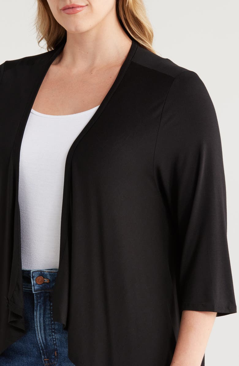 24seven Comfort Apparel Open Front Cardigan, Alternate, color, Black