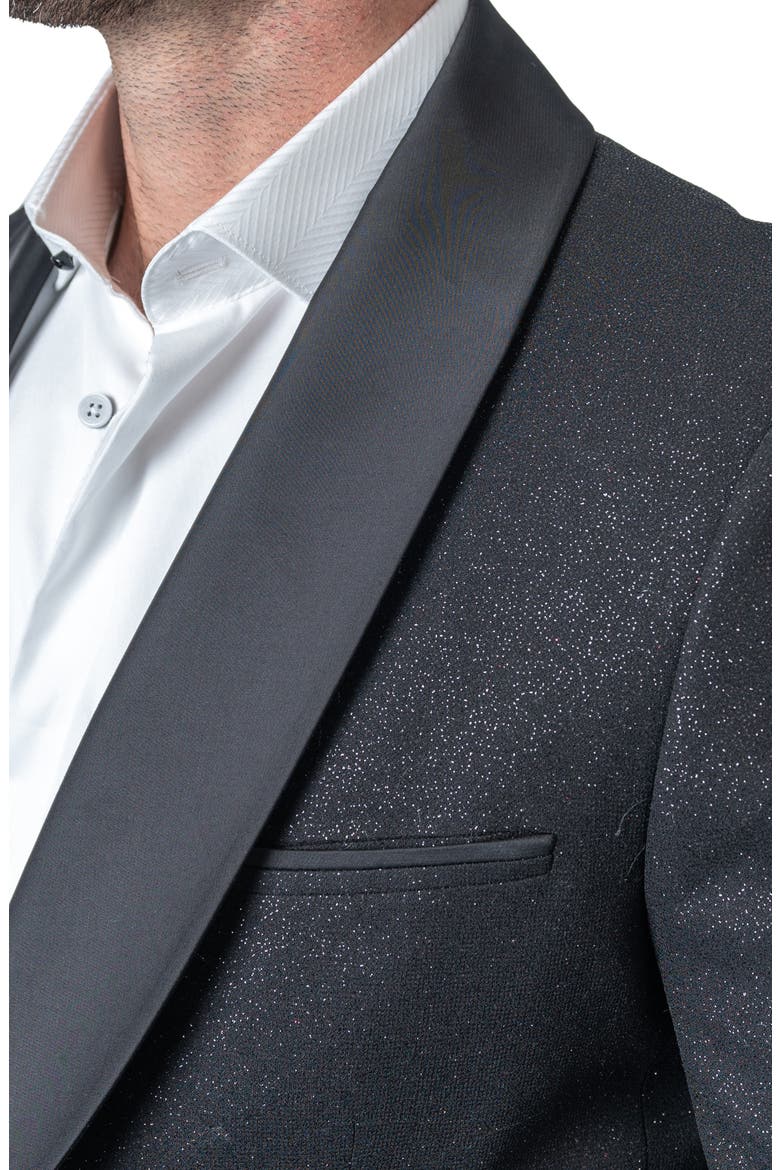 Ceremonial Black Glitter Shawl Collar Dinner Jacket, Alternate, color, BLACK