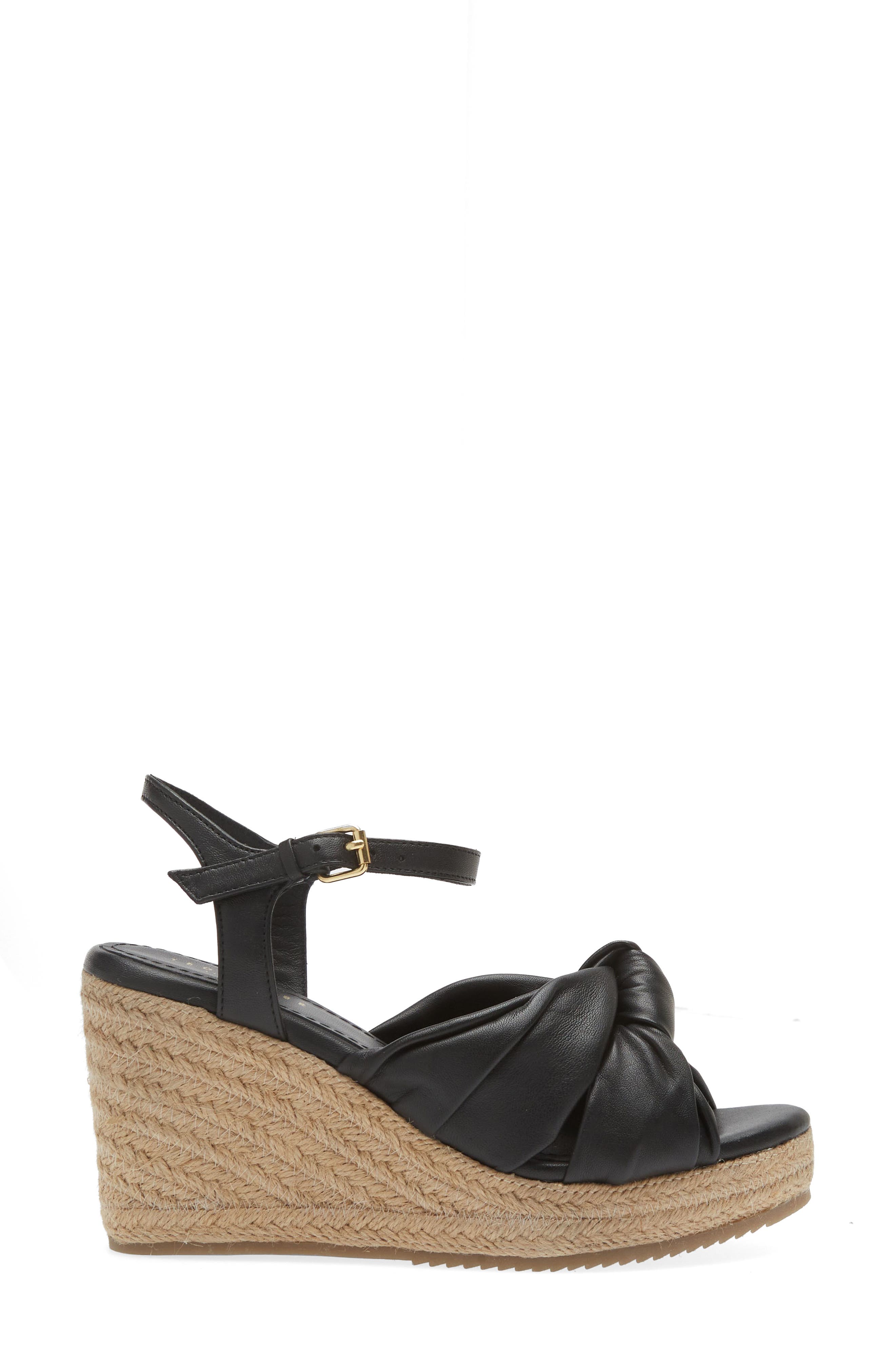 Ted Baker London Taymin Knotted Espadrille Wedge Sandal, Alternate, color, Black