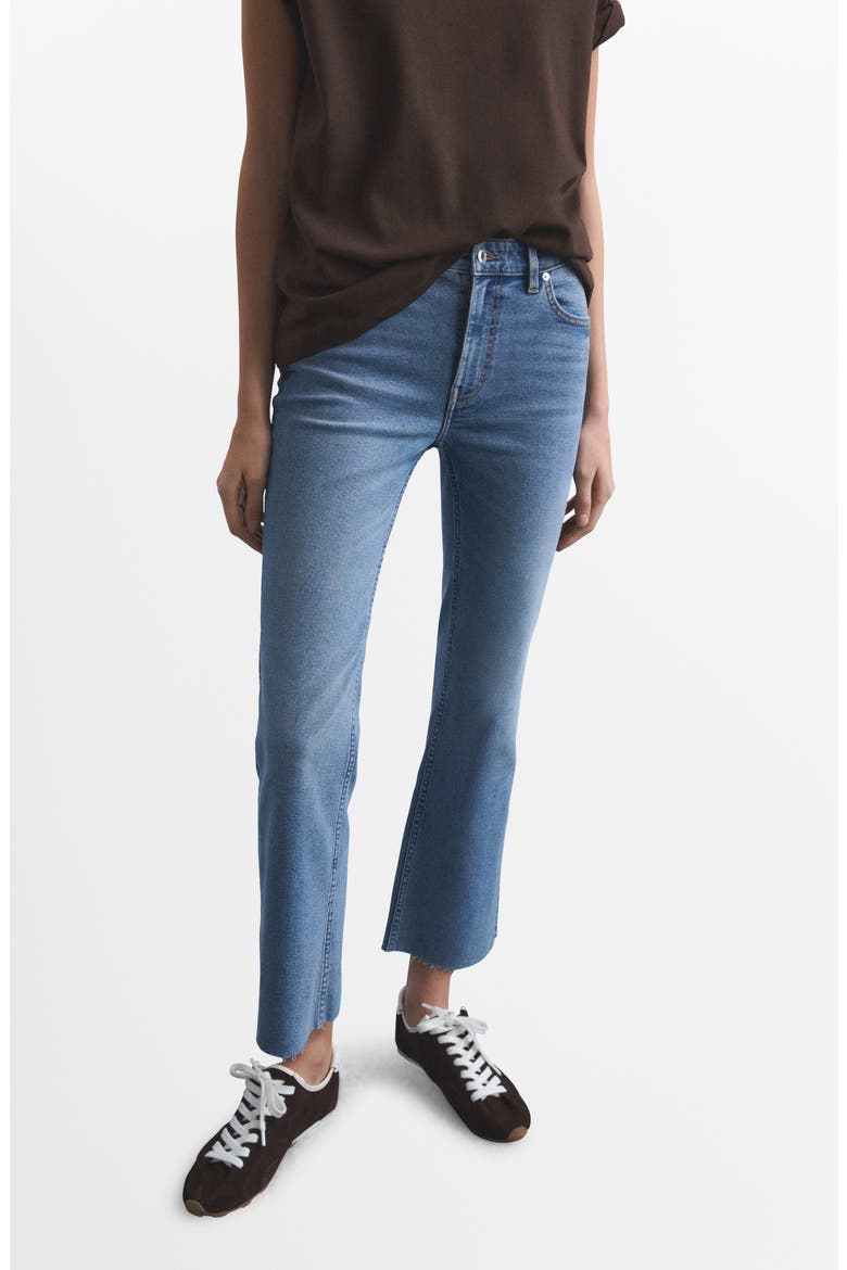 Sienna Raw Hem Crop Flare Jeans, Main, color, BLUE