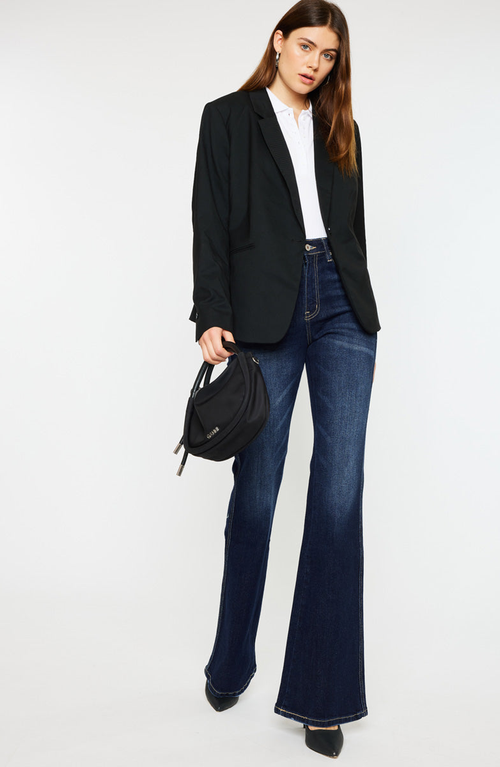 Kancan Laura Flare Jeans In Dark Stone Wash In Dark Wash