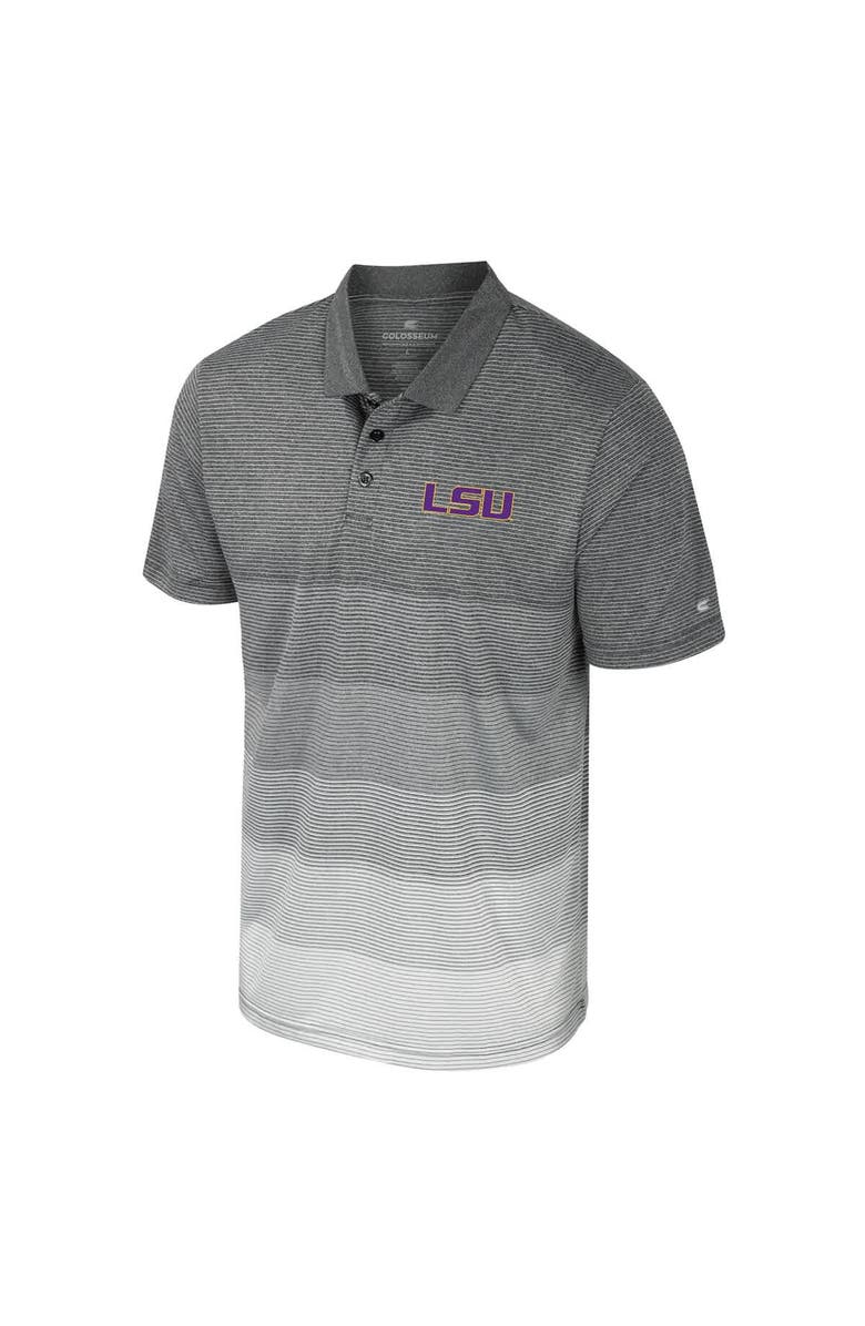 COLOSSEUM Men's Colosseum Gray LSU Tigers Striped Mesh Polo, Alternate, color, 