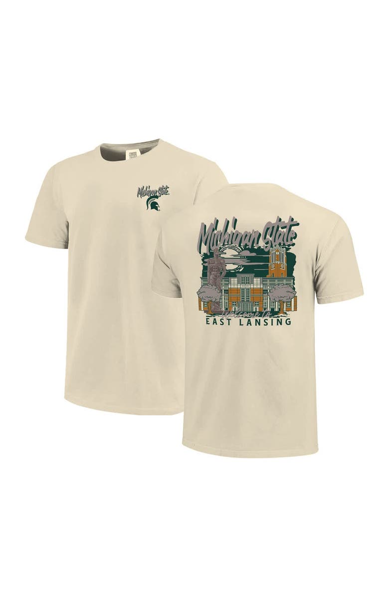 IMAGE ONE Men's Image One Natural Michigan State Spartans Comfort Colors Hand-Drawn Campus Stack T-Shirt, Main, color, Natural