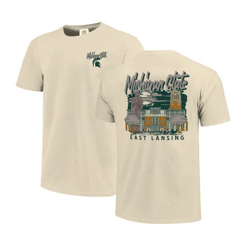 Men's Image One  Natural Michigan State Spartans Comfort Colors Hand-Drawn Campus Stack T-Shirt