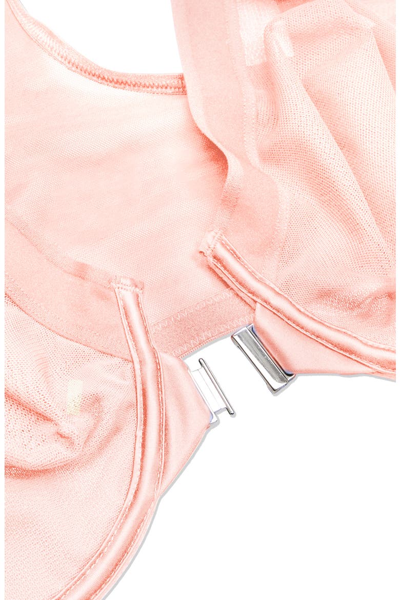 Sheer Mesh Front Clasp Racerback Underwire Bra, Alternate, color, BLUSHING ROSE