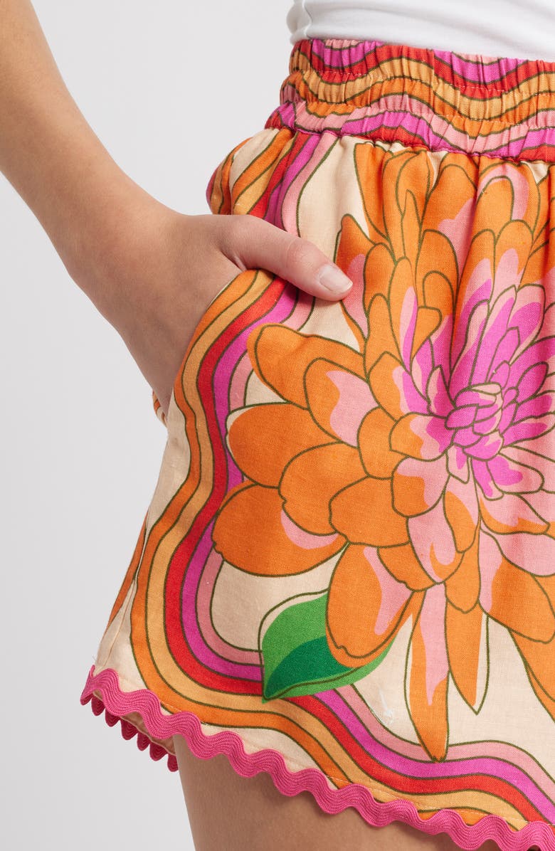 FARM Rio Spring Affair Linen Blend Shorts, Alternate, color, 