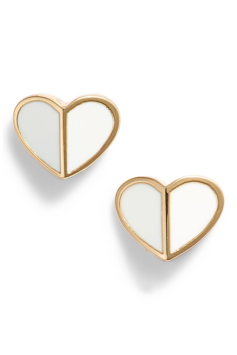 heart stud earrings, Main, color, WHITE