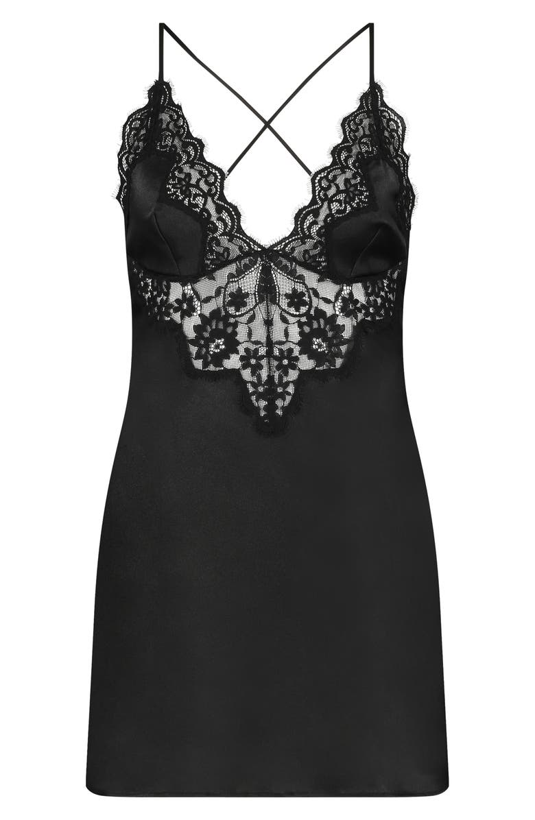 Hunkemöller Mya Lace Trim Satin Chemise, Alternate, color,