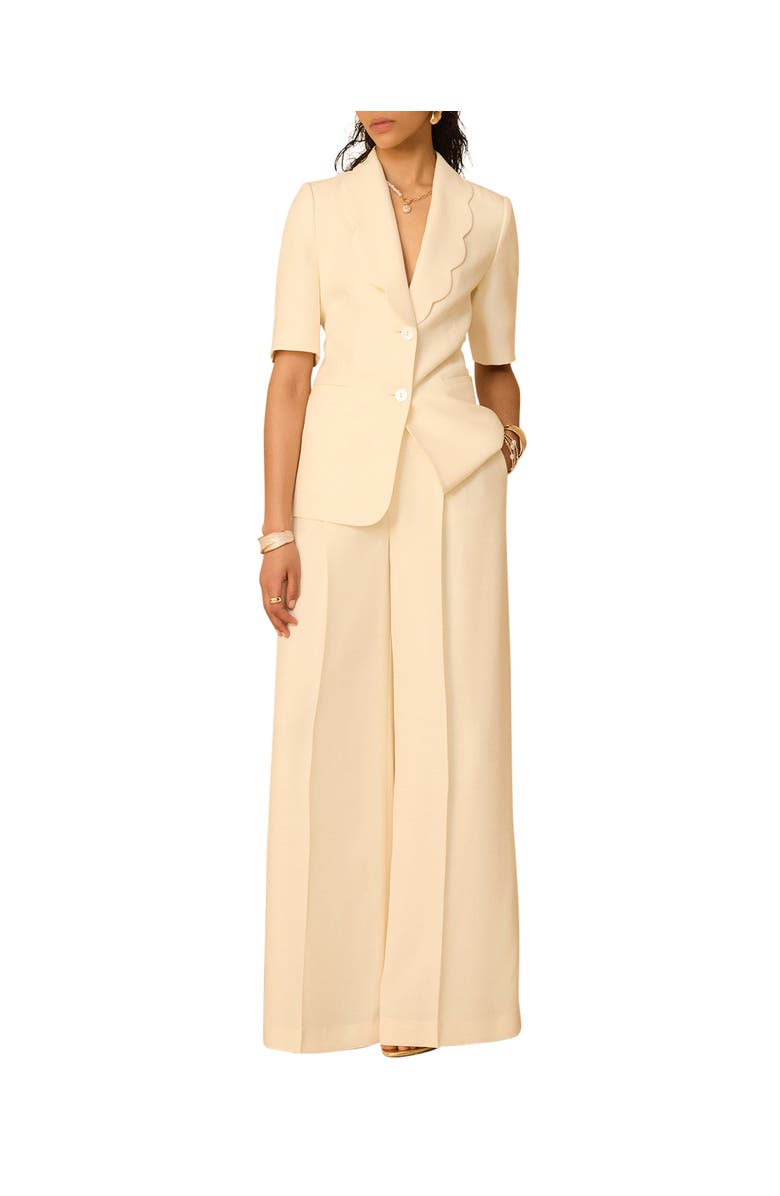 MINT VELVET Scallop Front Short Sleeve Blazer, Main, color, Cream