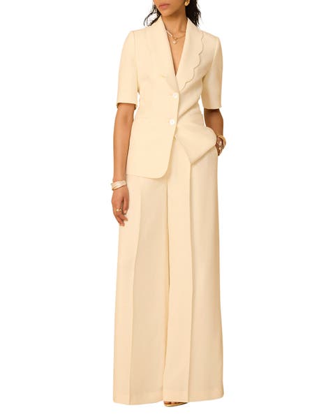 Scallop Front Short Sleeve Blazer