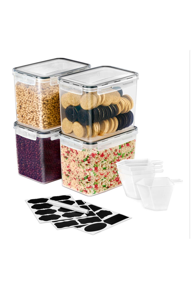 Set of 4 Food Storage Containers, Alternate, color, CLEAR
