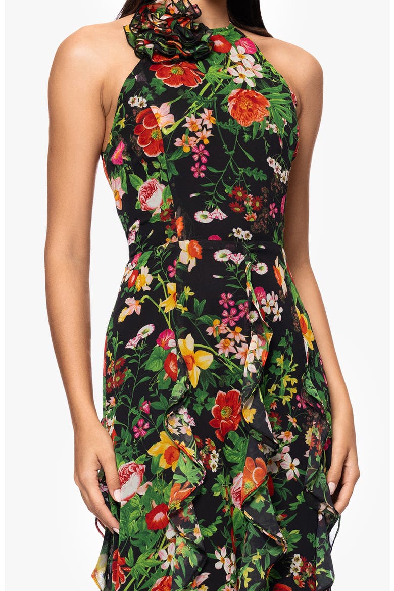 Floral Halter Neck Gown, Alternate, color, BLACK/ RED