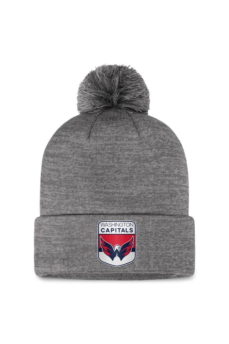 Men's Fanatics Branded  Gray Washington Capitals Authentic Pro Home Ice Cuffed Knit Hat with Pom, Main, color, Gray