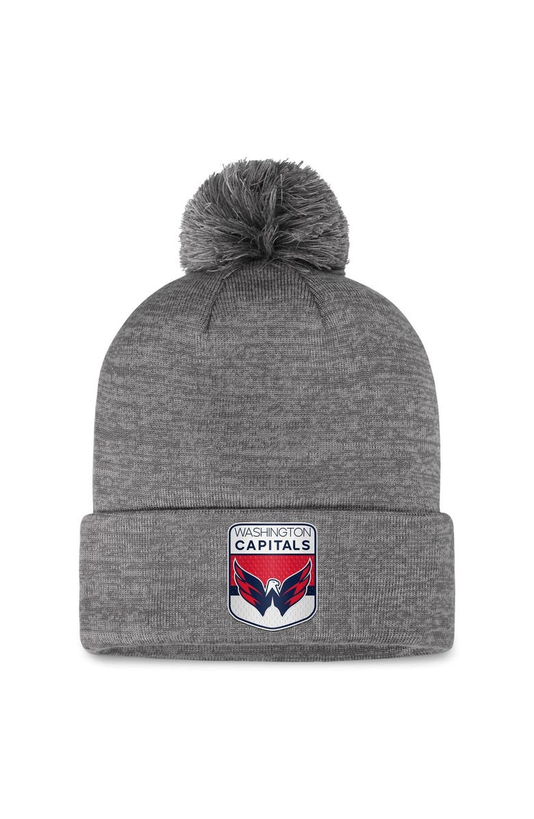 FANATICS Men's Fanatics Branded  Gray Washington Capitals Authentic Pro Home Ice Cuffed Knit Hat with Pom, Main, color, Gray