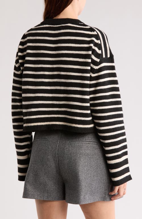 Elodie Stripe Crop Sweater In Black White