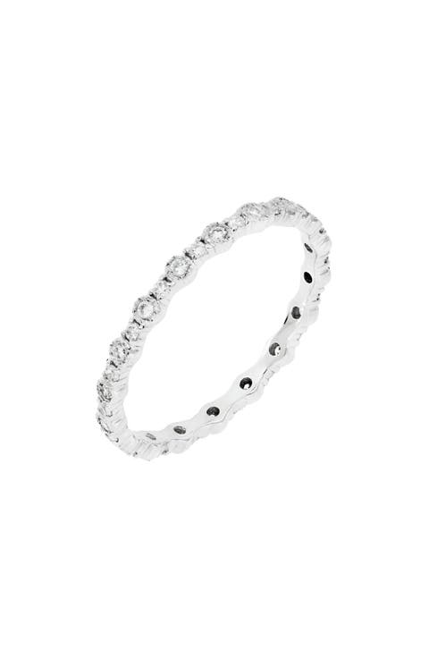 18K White Gold Diamond Stackable Eternity Band Ring