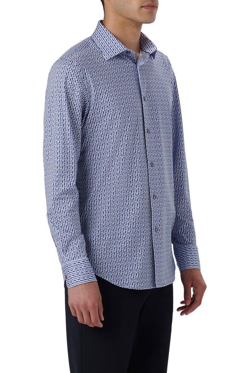 Bugatchi James OoohCotton<sup>®</sup> Geometric Print Button-Up Shirt, Alternate, color,