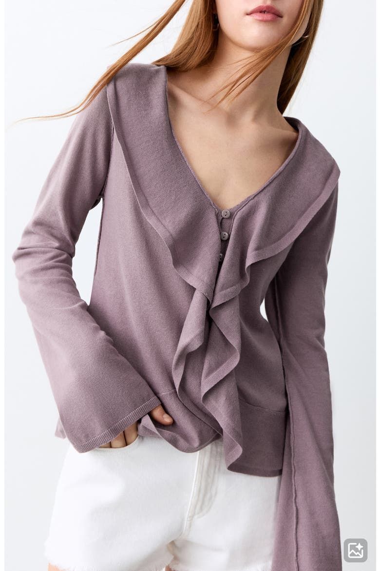 Ruffle Cardigan, Main, color, VIOLET