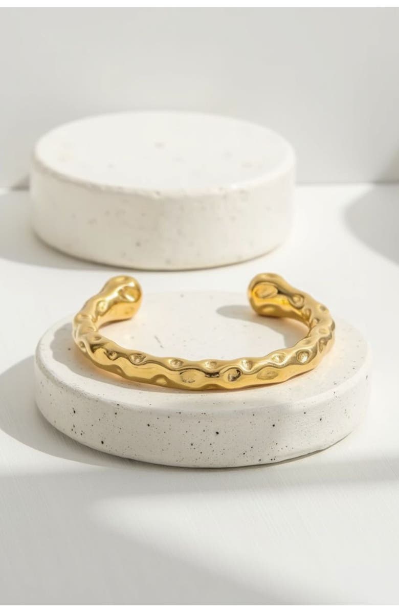 AKALIA Waterproof Textured Gold Cuff Bracelet, Main, color, 