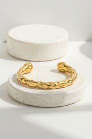 AKALIA Waterproof Textured Gold Cuff Bracelet