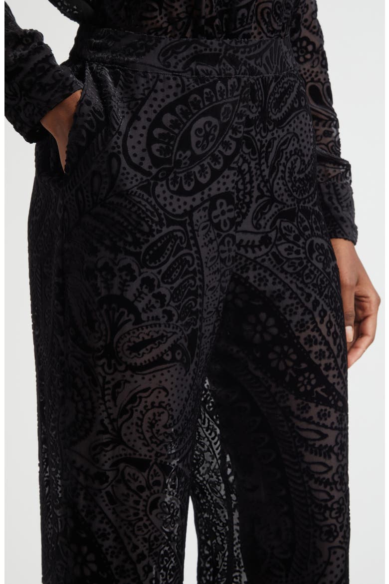 Paisley Devoré Velvet Straight Leg Pants, Alternate, color, PRINTED BLACK BASE