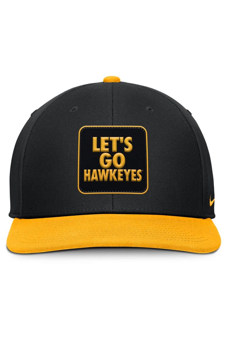 Men's Nike Black/Gold Iowa Hawkeyes 2025 Sideline Campus Pro Local Snapback Hat, Alternate, color, Black