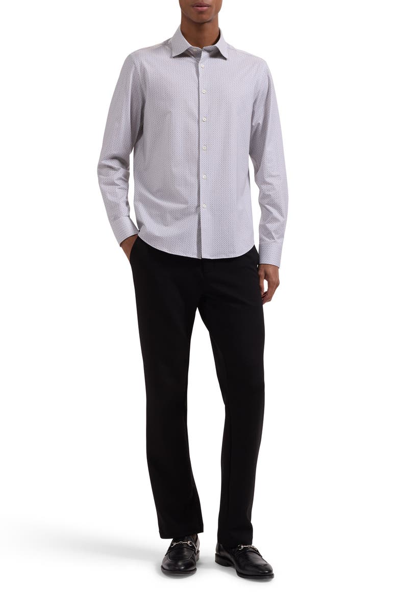 Bugatchi James OoohCotton<sup>®</sup> Geometric Print Button-Up Shirt, Alternate, color, Limestone