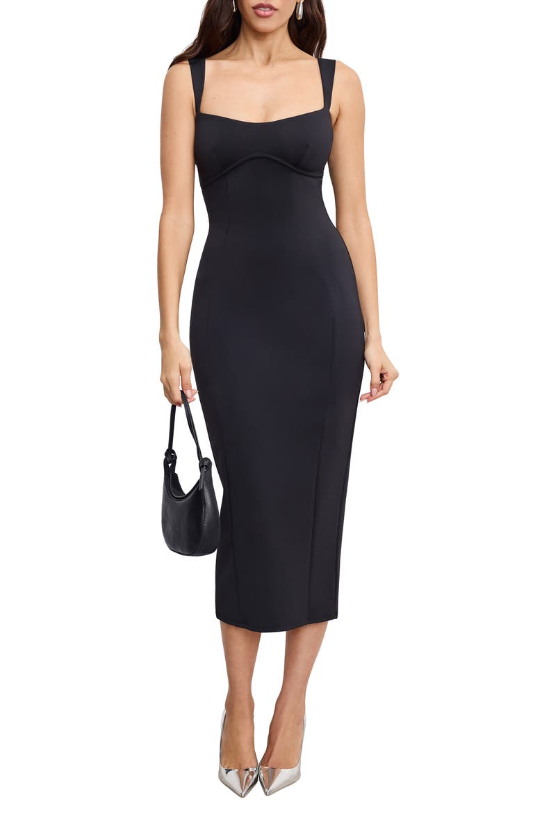 Good American Sculpting Sweetheart Midi Dress, Main, color, Black001