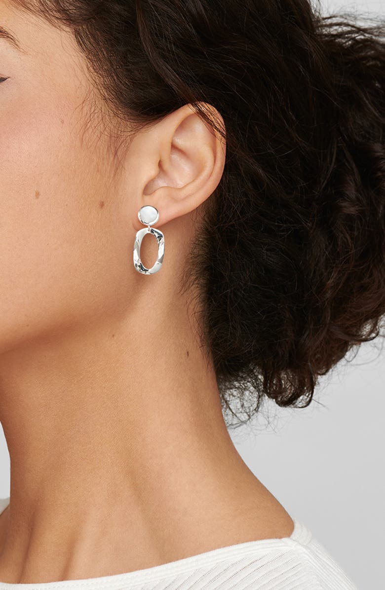 Ippolita Polished Rock Candy Small Dot & Frame Sterling Silver Drop Earrings, Alternate, color, Silver/ Mother Of Pearl