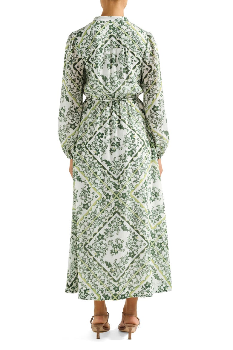 Penelope Printed Long Sleeve Maxi Shirtdress, Alternate, color, GREEN PENOLA TILE