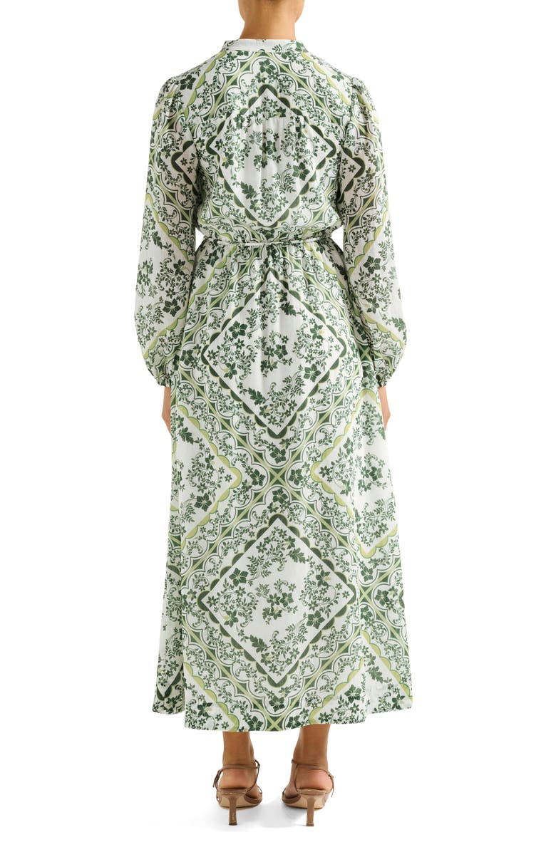 Ever New Penelope Printed Long Sleeve Maxi Shirtdress, Alternate, color, Green Penola Tile