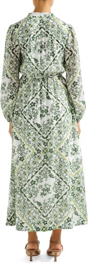Penelope Printed Long Sleeve Maxi Shirtdress