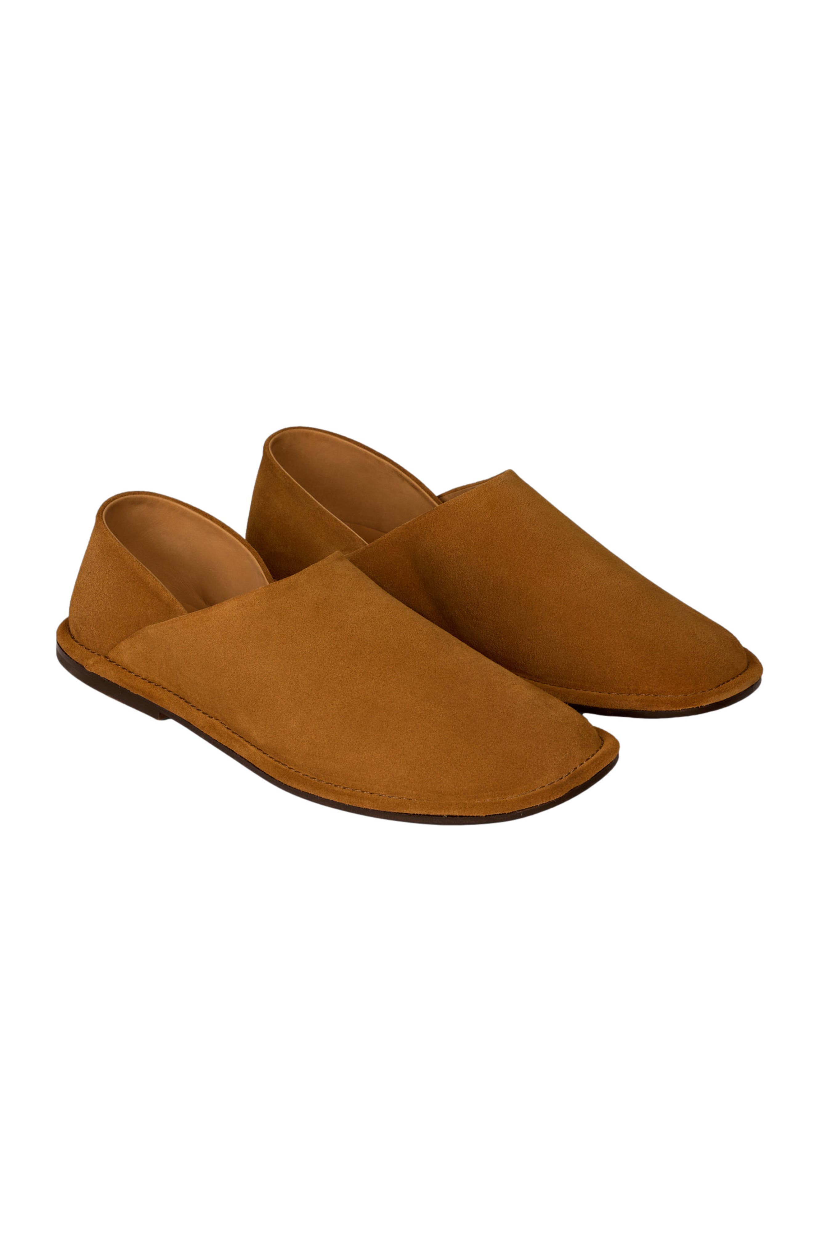 SANDRO Split leather slippers, Alternate, color, Cognac