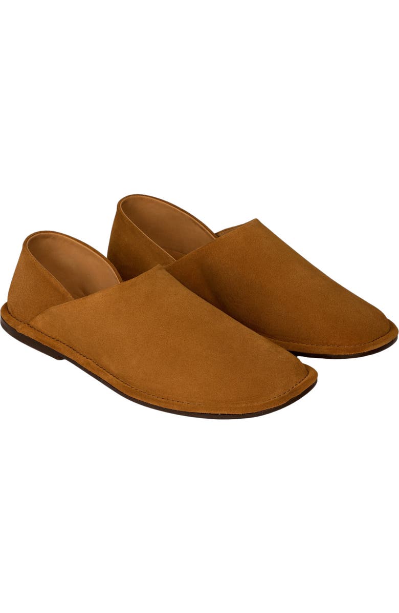 SANDRO Split leather slippers, Alternate, color, Cognac