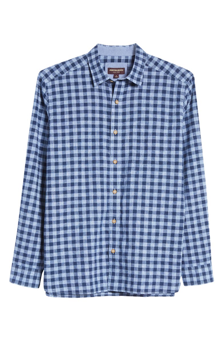Johnston & Murphy Washed Linen & Cotton Button-Up Shirt, Alternate, color,