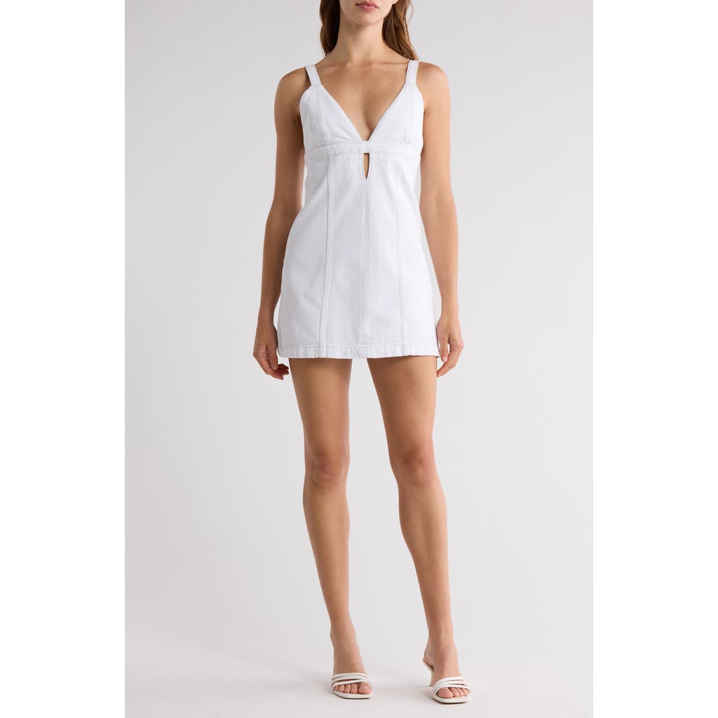 Re/done Seamed Denim Shift Dress In White
