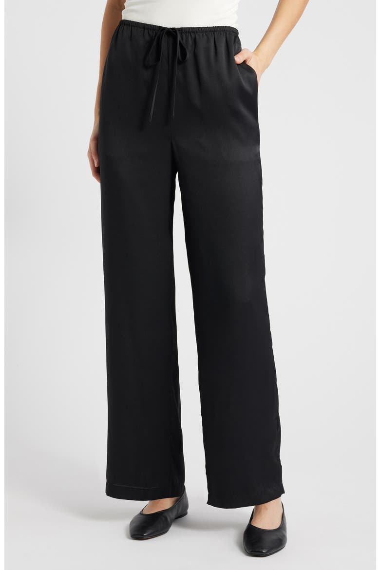 Damani Wide Leg Drawstring Pants, Main, color, BLACK