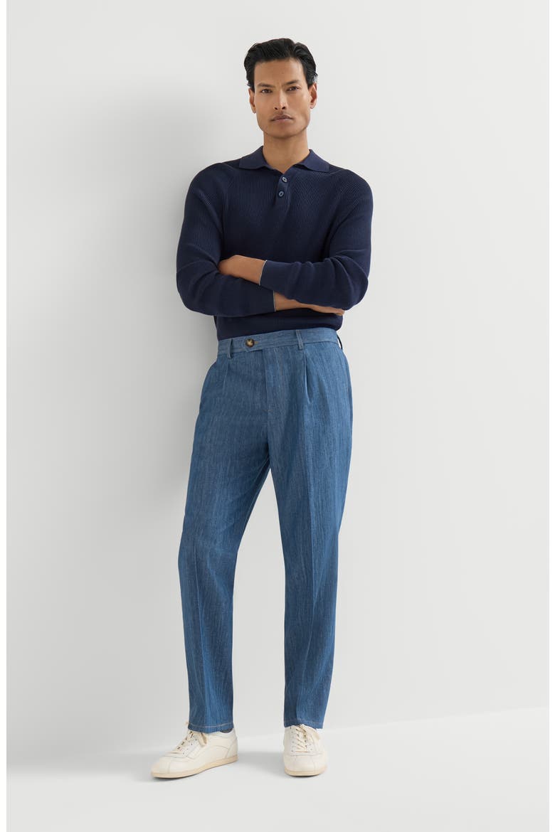 Lightweight denimtrousers with double pleats, Alternate, color, Medium Denim