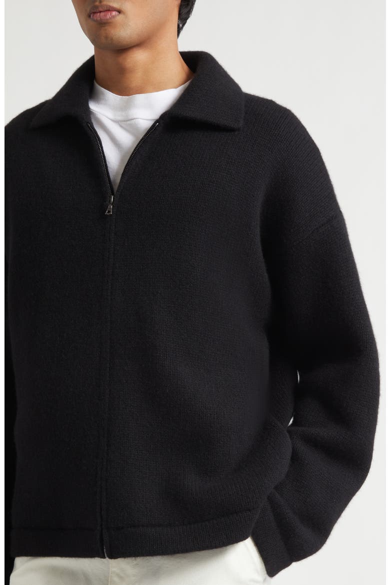 Hunter Cashmere Zip Cardigan, Alternate, color, BLACK