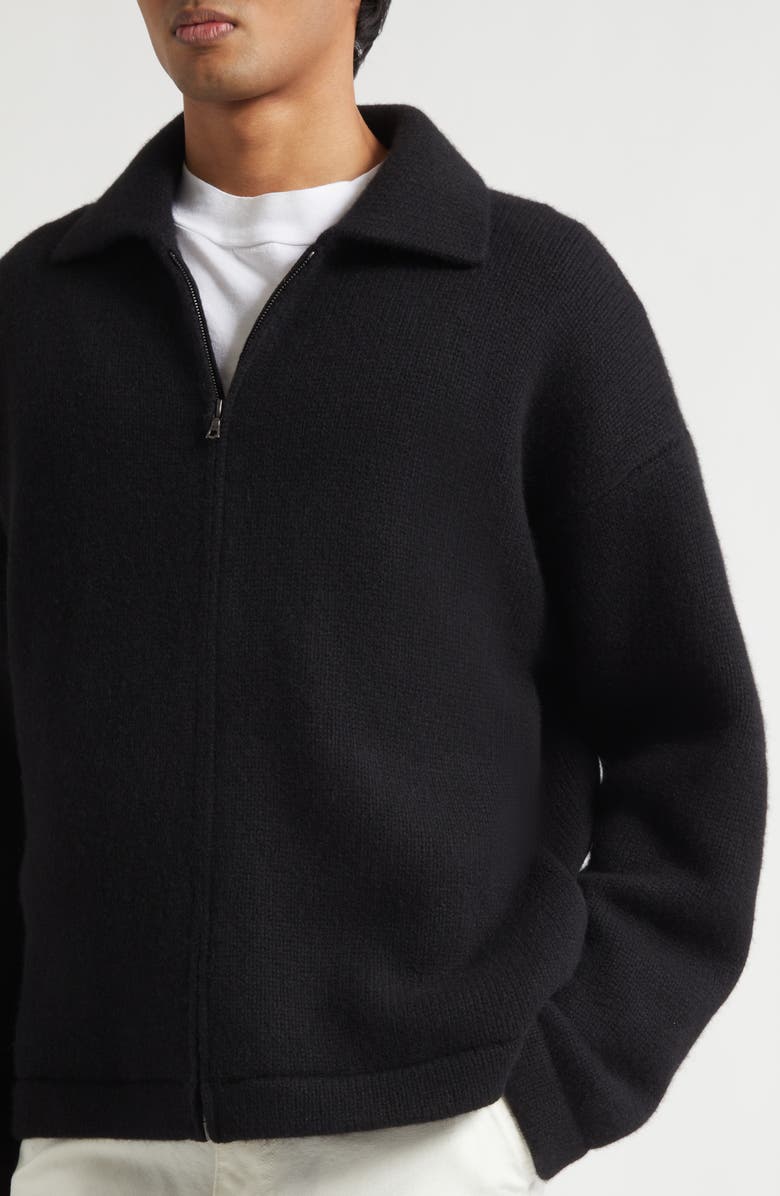 The Elder Statesman Hunter Cashmere Zip Cardigan, Alternate, color, Black