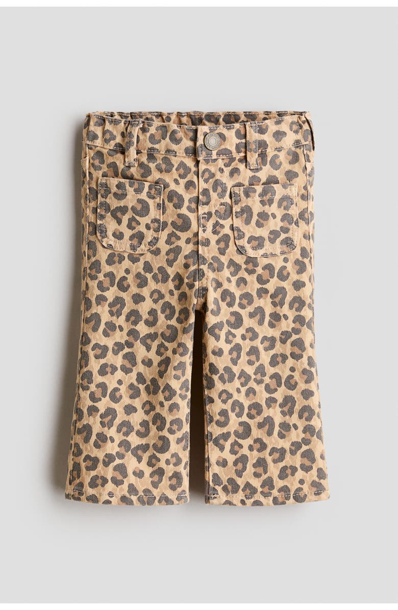 H&M Flared Leg Jeans, Main, color, Beige/Leopard Print