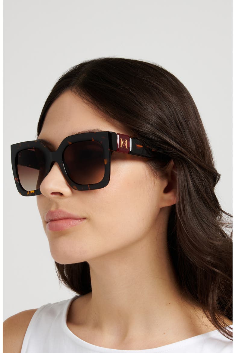 Her 52mm Gradient Square Sunglasses, Alternate, color, HAVANA/ BROWN SF