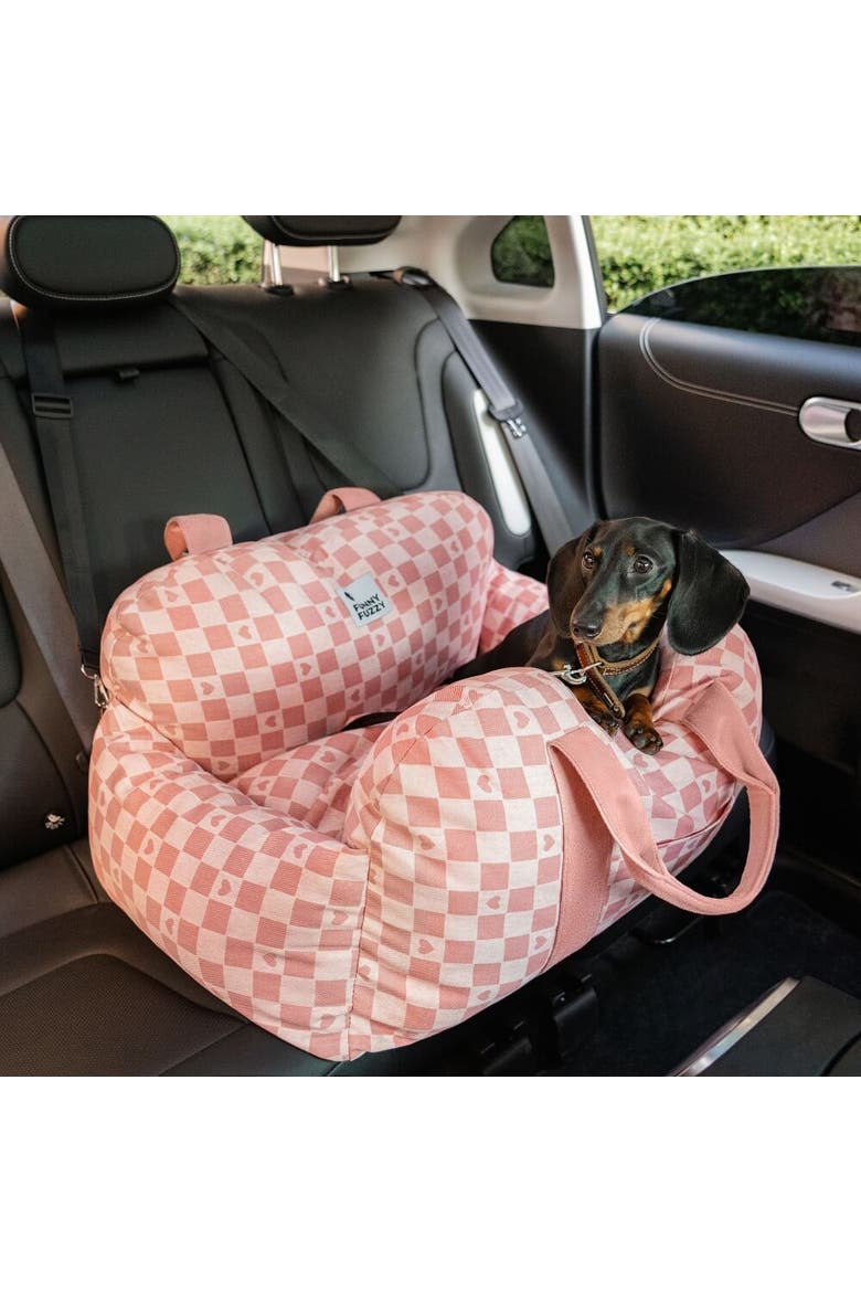 First Class Dog Car Seat Bed, Alternate, color, Pink Heart