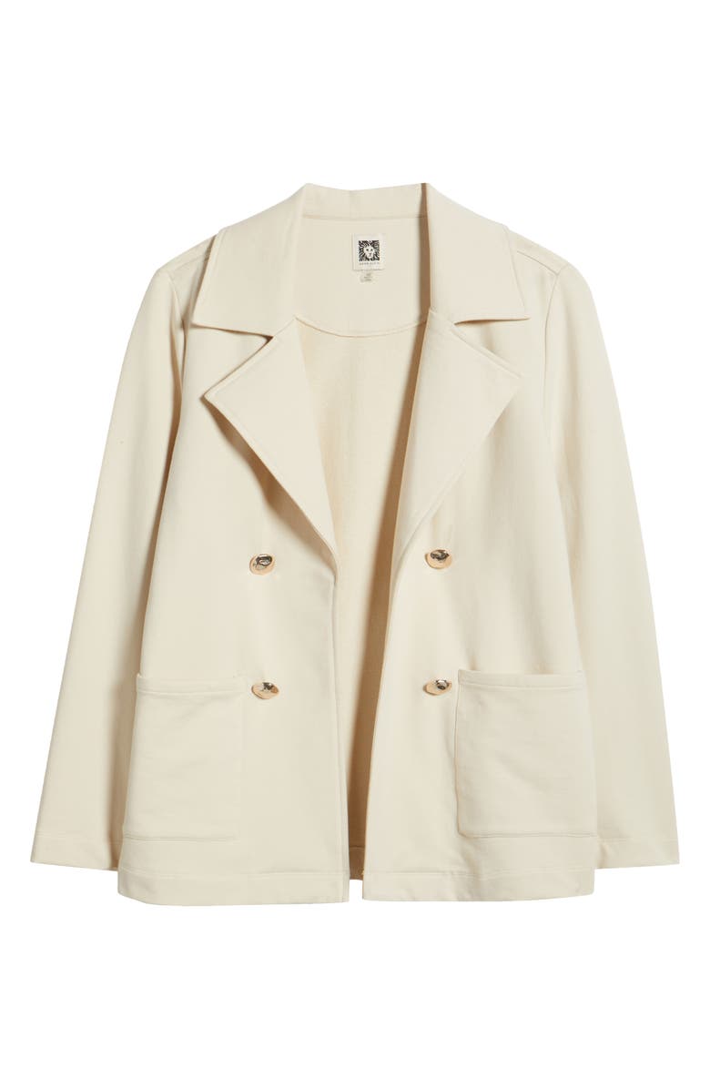 Anne Klein Double Breasted French Terry Jacket, Alternate, color, Soft Latte