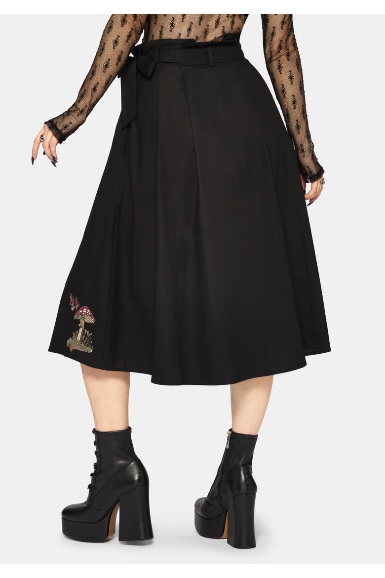 Faela Fairy Embroidered Midi Skirt, Alternate, color, Black