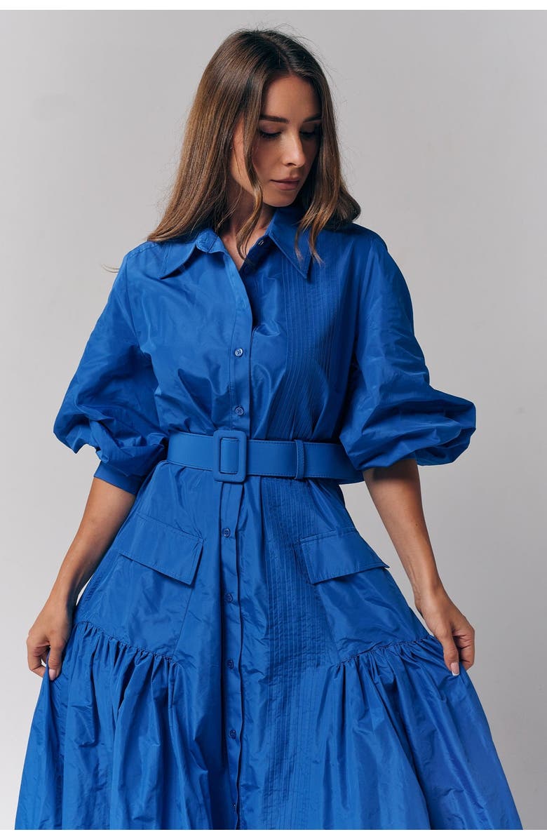 Le Fafo Bellted Taffeta Maxi Dress Gown, Alternate, color,