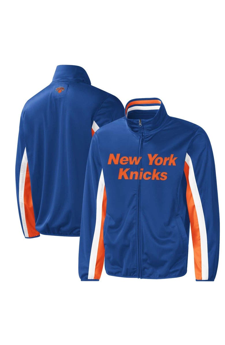 G-III SPORTS BY CARL BANKS Men's G-III Sports by Carl Banks Blue New York Knicks Contender Wordmark Full-Zip Track Jacket, Main, color, Blue