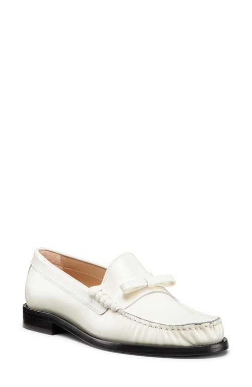 Stuart Weitzman Lottie Leather Bow Loafers In Cream